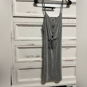 Mini black and white pin striped dress with cutout